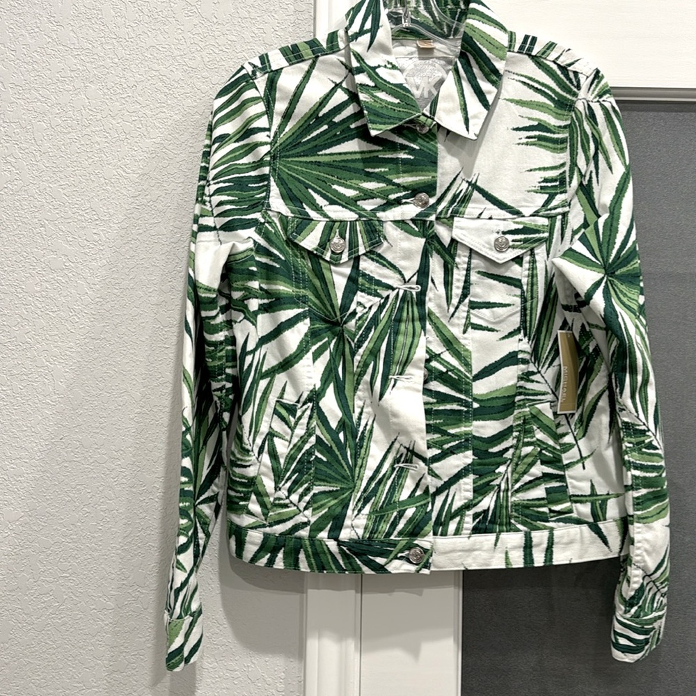 New w/tags, Michael Kors Jean Jacket, Size 8, Color: Palmetto Green.